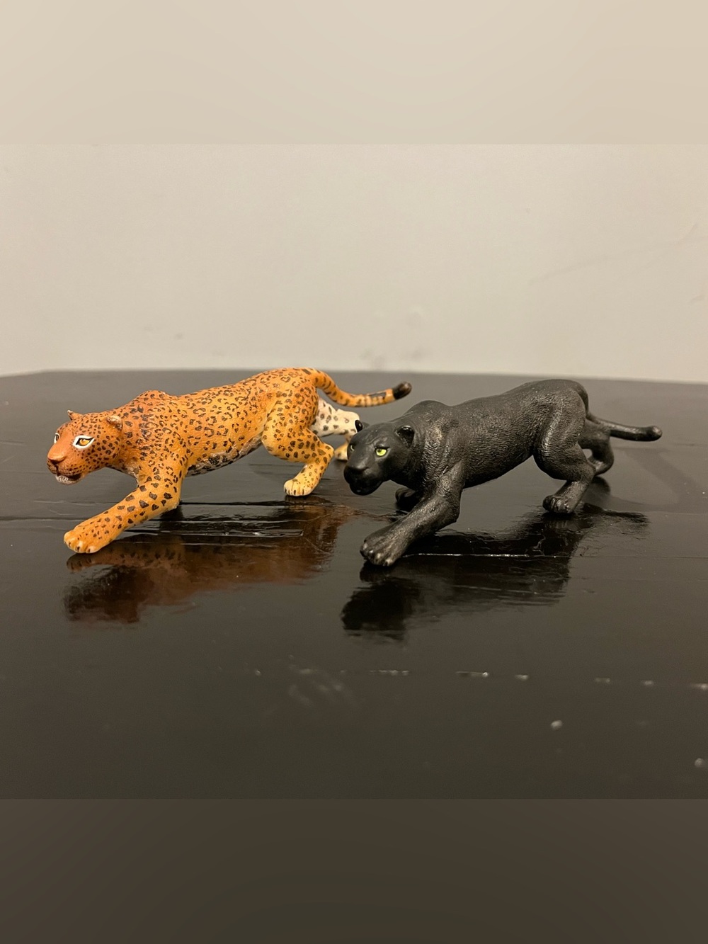 Lot of 2 Papo Wildcat Figurines - Leopard and Black Panther